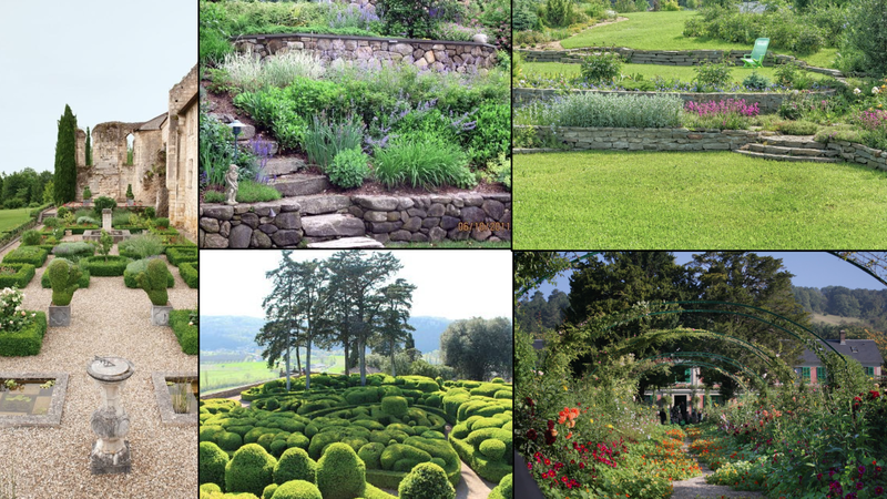 This mini moodboard depicts inspiration for rustic Chateau gardens.